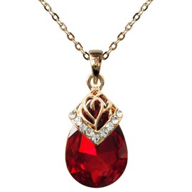 Navachi 18k Gold Plated Crystal Water Drop Zircon Flower Pattern Pendant Necklace 16"+2", circonita
