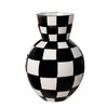 Black and White Checkered Ceramic Vases for Home Decor, 10"