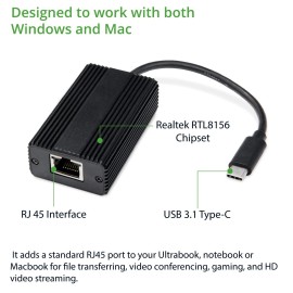 SYBA SD-ADA24064 USB-C 3.1 2.5 Gigabit Ethernet LAN Adapter