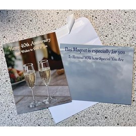 SassyXpressions 40th Anniversary Magnetic Greeting Card, Champagne Flute Design, 5.5 x 4.25 Inches, with Self-Seal Envelope from