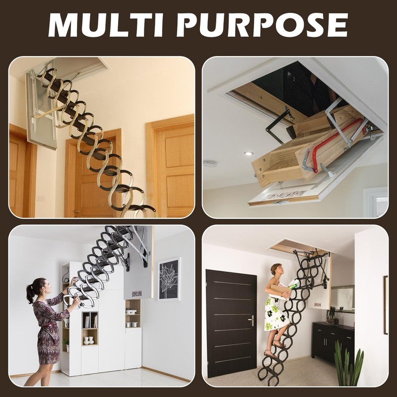 2 Set 63 Inch Attic Pull Down Hook Attic Ladder