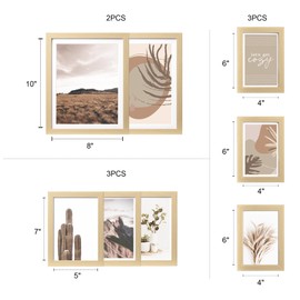 ArtbyHannah Gallery Wall Frame Set,Vintage Multi Picture Frames Collage Wall Decor with Neutural Art for Living Room Stariway,8 Pack Assorted Size 8"x10",5"x7",4"x6"