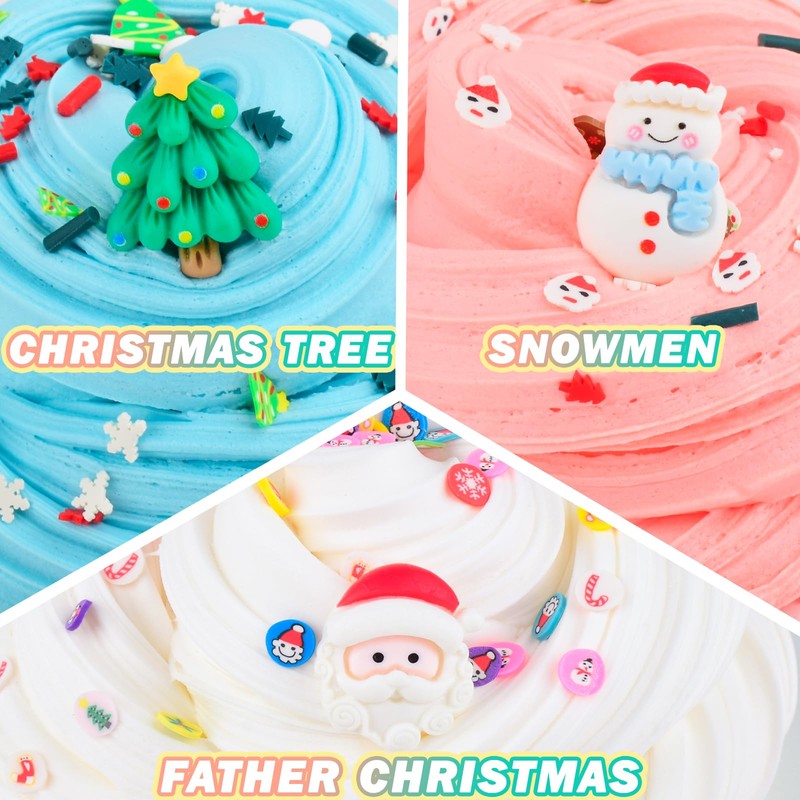 3 Pack Christmas Butter Slime Kit for Kids, Scented Slime