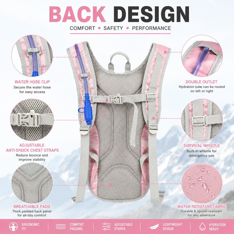 Zavothy Hydration Backpack with 2L Water Bladder, Lightweight Hydration Pack