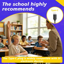 GDBOMA USB Type C Headphones Bulk for Kids Classroom School 10 Pack,Wired