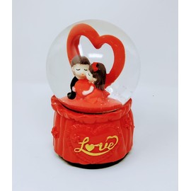 Musical Love Couple Snow Globe - 100mm Wind Up Decoration for Christmas, Weddings & Anniversaries, Home Decoration - Ideal Adult Gifts & Ornaments by JR23047 (Design B)