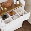 Timechee Vanity with Mirror and Lights, Small Foldable Cute Make