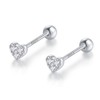 Silver 925 Silver Earrings, Heart, 0.1 inch (3 mm), Small,
