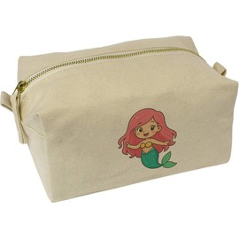 Azeeda 'Cute Mermaid' Canvas Wash Bag/Makeup Case (CS00047151)
