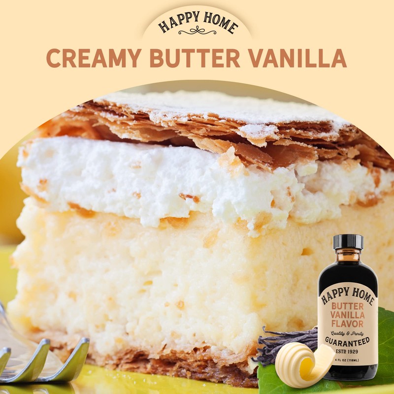 Happy Home Premium Natural Butter Vanilla Flavor - Certified Kosher,