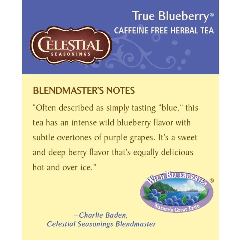 Celestial Seasonings Herbal Tea, True Blueberry, 20 Count (Pack of