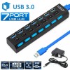 Universal 7 Ports USB Hub 3.0 Powered Splitter ON/OFF Switch