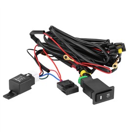 Kit Arnés Faros de Niebla Keenso, 12V 40A Universal LED Interruptor de Encendido, Botón Oscilante Iluminado, Negro, Manual