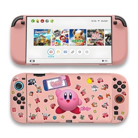 QUBAMG Protective Shell Compatible with Switch 2, Cute Cartoon Dockable Case for Switch 2, Anti-Scratch Shock-Absorption Kawaii Ergonomic Cover Skin Protector Accessories Pink KB