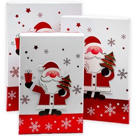 Set of 3 gift boxes, gift boxes, gift boxes, 3 pieces Christmas gift boxes with 3D motif (Santa Claus)