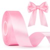 Mauproy 1-1/2 Inch Wide Pink Satin Ribbon, 50 Yards Solid