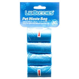 Lil' Buddies Dog Poop Bags Easy-Tear Disposable (Blue, 160 Bags)