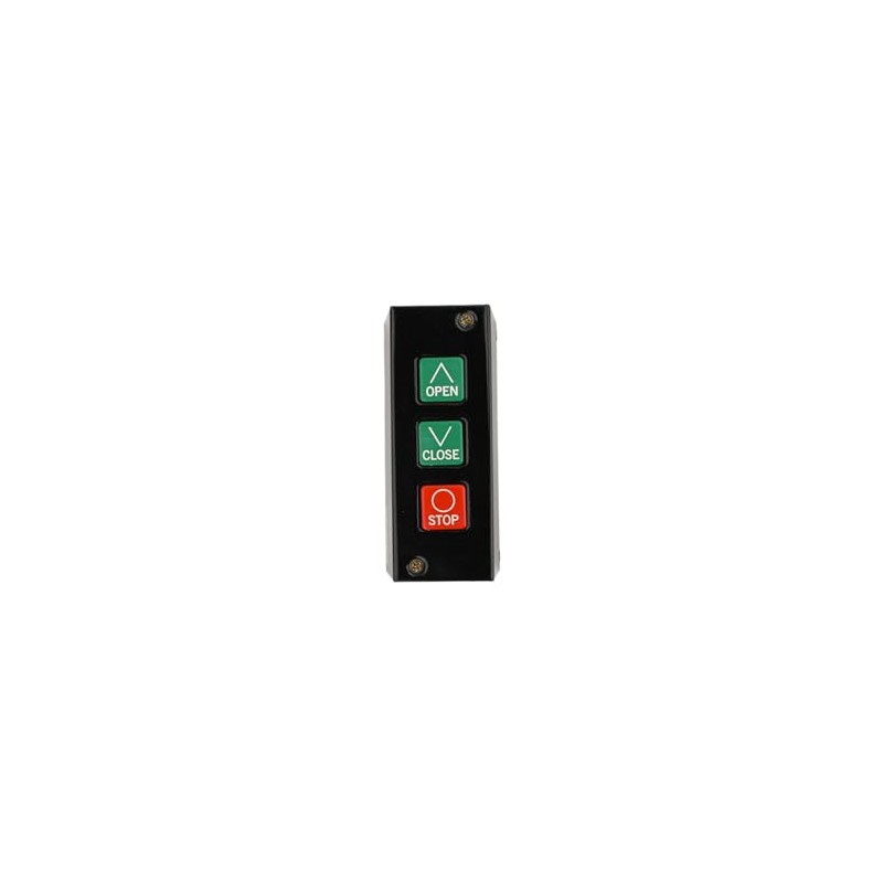 Garage Door Control Station, 3-Button Panel with Open/Close/Stop, Black