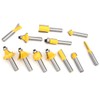 12 Pcs Router Bit Yellow Carbide Cemented Woodworking Milling Cutter