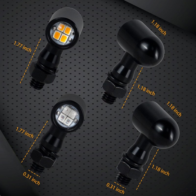 QUASCO Front Rear Motorcycle Turn Signals, Mini Size Led Brake