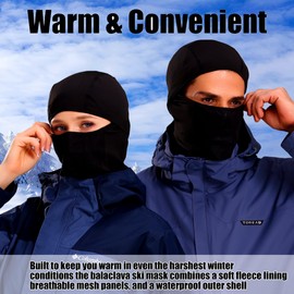 Fleece Balaclava Ski Mask for Men Women Winter Face Mask Full Face Cover Cold Weather Gear Skiing Snowboarding Neck Gaiter