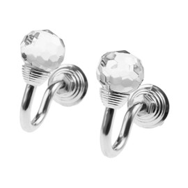 2Pcs Crystal Glass Curtain Tieback Hook Silver Round Head Wall Hook Clothes Hanger with Screws