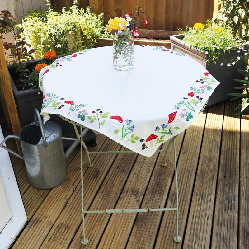 Trimits Embroidery Kit - Tablecloth - Includes Printed Fabric, Threads,