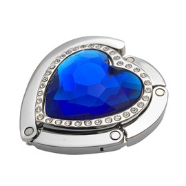 Bestdays Heart Shape Folding Hanging Hook Crystal Rhinestone Handbag Hanger for Table (Dark Blue)