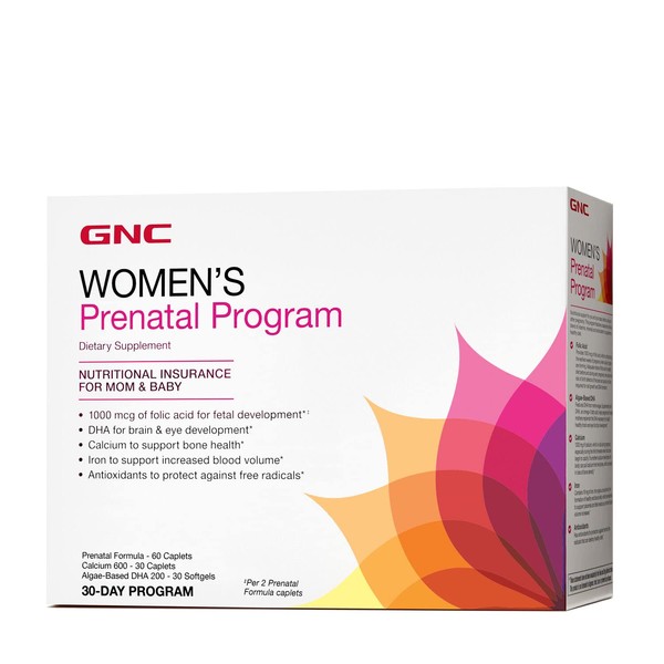 GNC Women's Prenatal Program | Daily Supplement System | Supports Healthy Development for Your Baby with Zinc & Iron for Fetal Needs | Targeted Prenatal and Pregnancy Essentials | 30 Packs