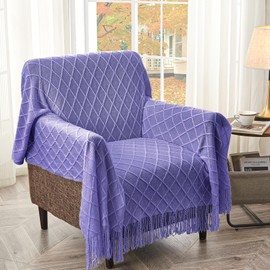 inhand Knitted Throw Blanket for Couch and Bed, Soft Living Room Home Decor Knitted Blanket with Tassel, Outdoor Lightweight Breathable Summer Blanket, Farmhouse Warm Woven Decorative, 50"x60"