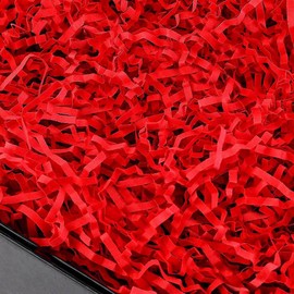 PLINJOY 4 OZ Crinkle Cut Paper Shred Filler for Gift Basket Shredded Confetti Paper Box Stuffing Easter Basket Grass (Red)