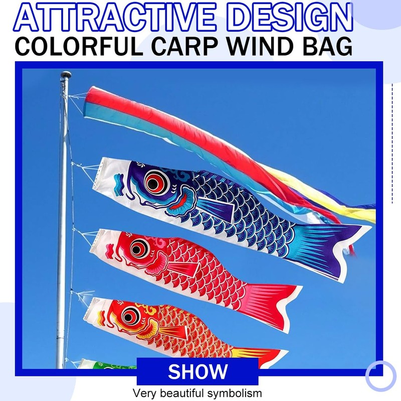 1 Pack Koi Fish Swing Windmill Design 3D Japanese Carp