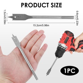 15mm Wood Drill Bit, Spade Drill Bit Professional Spade Bit Universal Quick Change Hex Shank Flat Wood Drill Bit for Wooden Plywood Chipboards Soft Wood Hard Wood Surfaces