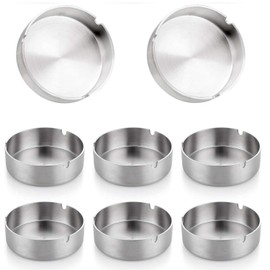 Stainless Steel Ashtray Modern Tabletop Ashtray for Indoor and Outdoor Use (8 Pack - 8 cm)