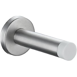 Brushed Stainless Steel Door Stopper with White Tip – Soft Closing
