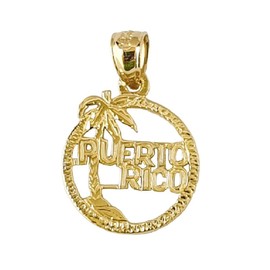 SURANO DESIGN JEWELRY 14k Yellow Gold Puerto Rico Island Pendant, Made in USA