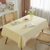 meioro Table Cloth Yellow White Striped Tablecloth Tassels Cotton Linen