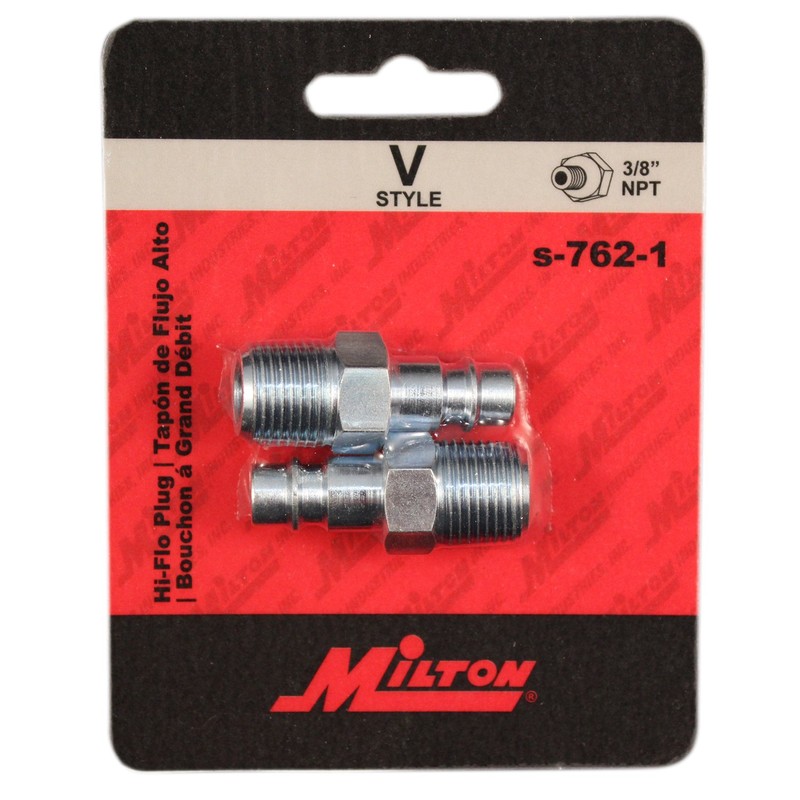 Milton S-762-1 3/8" MNPT HIGHFLOWPRO V-Style/European Interchange Steel Air Plug