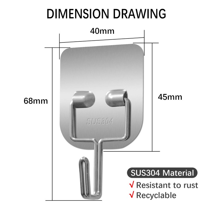 ANBSHUN Adhesive Hooks, 5 Pack, Towel/Coat Hooks Wall Stick on