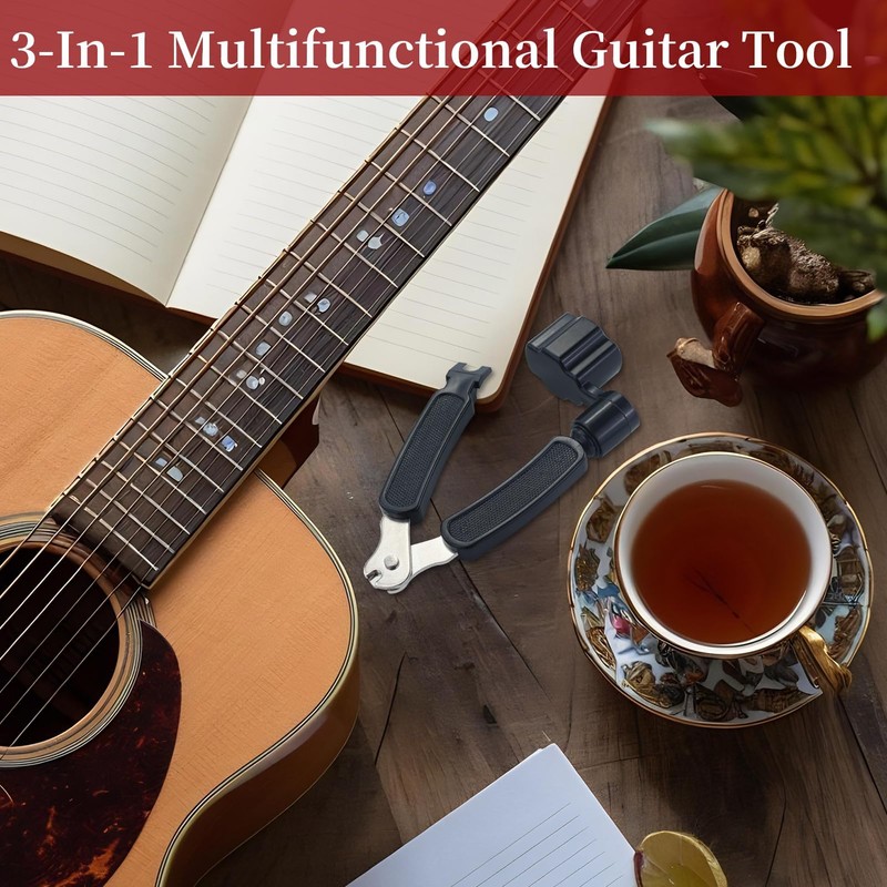 Guitar String Winder, Black Guitar String Cutter,3-In-1 Multifunctional Guitar Tool,
