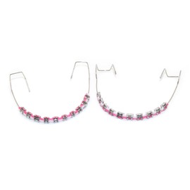 Metal bracket and orthodontic strap set, 1 set of props with metal wires for orthodontists to explain, props set for dental students to practice, temporary dental decorations (Pink)