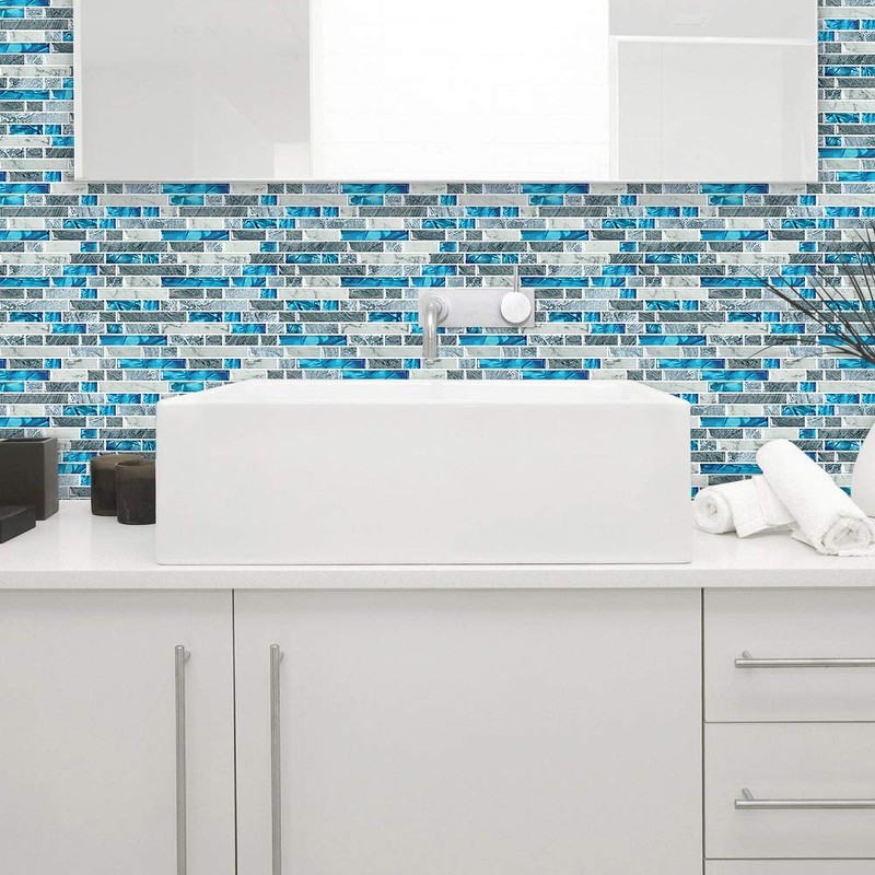 STICKGOO 10-Sheet Peel and Stick Backsplash Tiles Blue, Self Adhesive