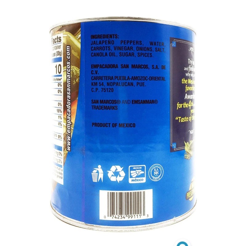 San Marcos Whole Jalapenos 6 Lb 97 oz Carefully handpicked