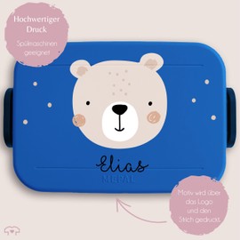 Children's Bento Box Midi Lunch Box for Mepal Bento Box – Boho Bear Bear Motif Bear – 900 ml – Blue – Lunch Box Crib Lunch Box Nursery Vesperbox fesperbox Lunch Lunch Lunch Box Lunch Boxes