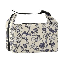XUWU Goth Bat Print Insulated Lunch Bag for Kids Adults Reusable Lightweight Lunch Box Tote with Detachable Strap, Leakproof Compact for School Office Picnic