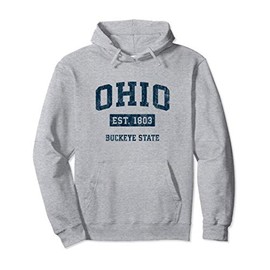 Ohio Vintage Athletic Sports Design Navy Print Pullover Hoodie