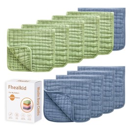Muslin Burp Cloths Sets Newborn Baby Boy Essentials Must Haves 100% Cotton 10 Pack 22" X 10",6-Layer Baby Bibs & Burp Cloths for Baby Drool and Messes - Soft, Safe & Gentle for Boys & Girls Multi