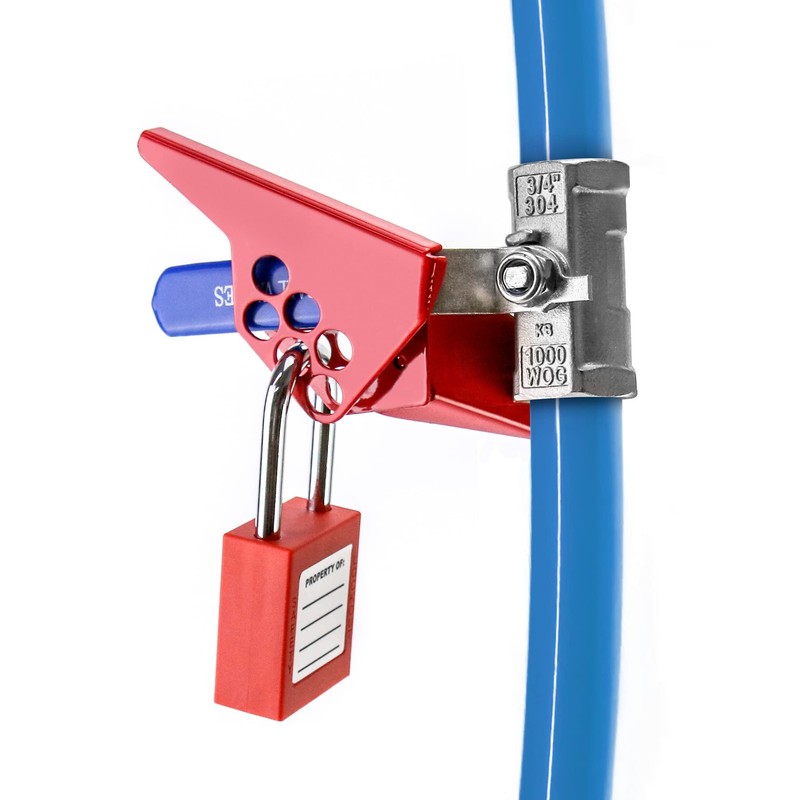 QWORK Steel Small Ball Valve Lockout Device, Fits 1/4" -