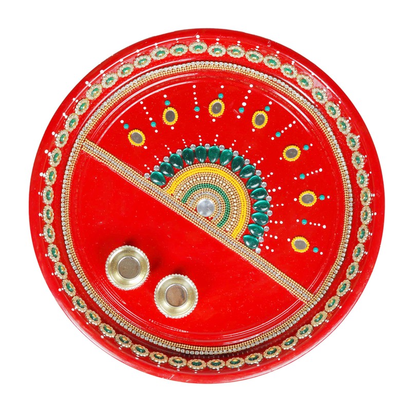 Aditri Creation Decorative Pooja Thali Plate Platter Stainless Steel Puja