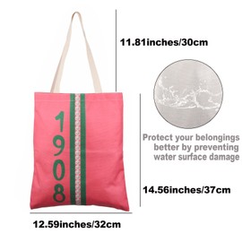 Sorority Tote Bag Sorority Sisterhood Gift 1908 Tote Bag Pink And Green Sorority Merch, 1908